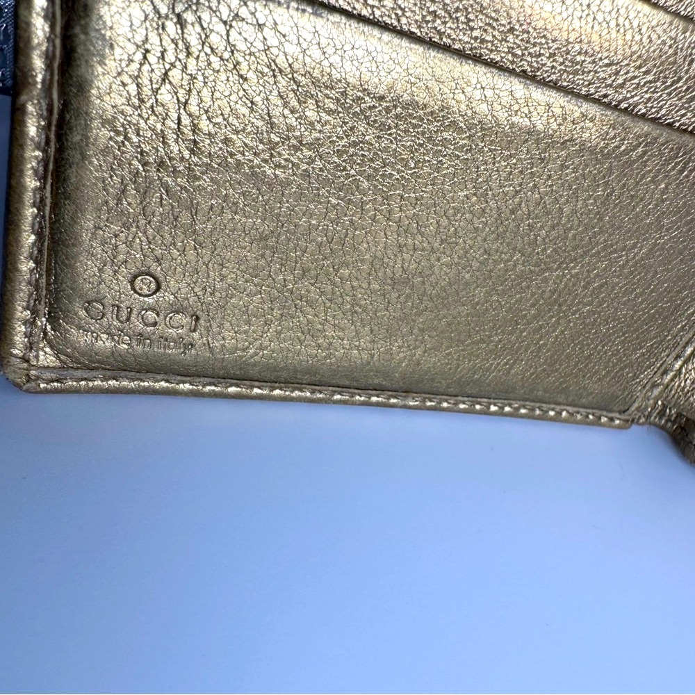 Gucci Abbey Line D-Ring Wallet GG Metallic with Coin Pocket Authentic Vintage - Picture 9 of 16